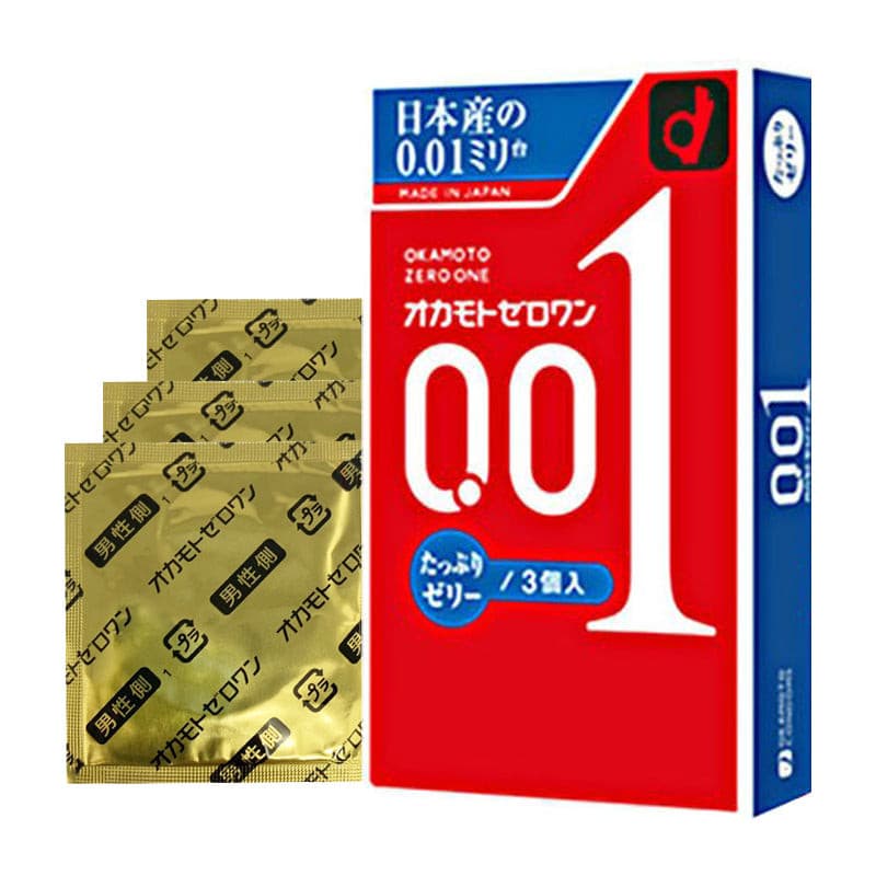 【日本本土版】Okamoto冈本001  超薄0.01mm安全套 蓝标加倍润滑3只装