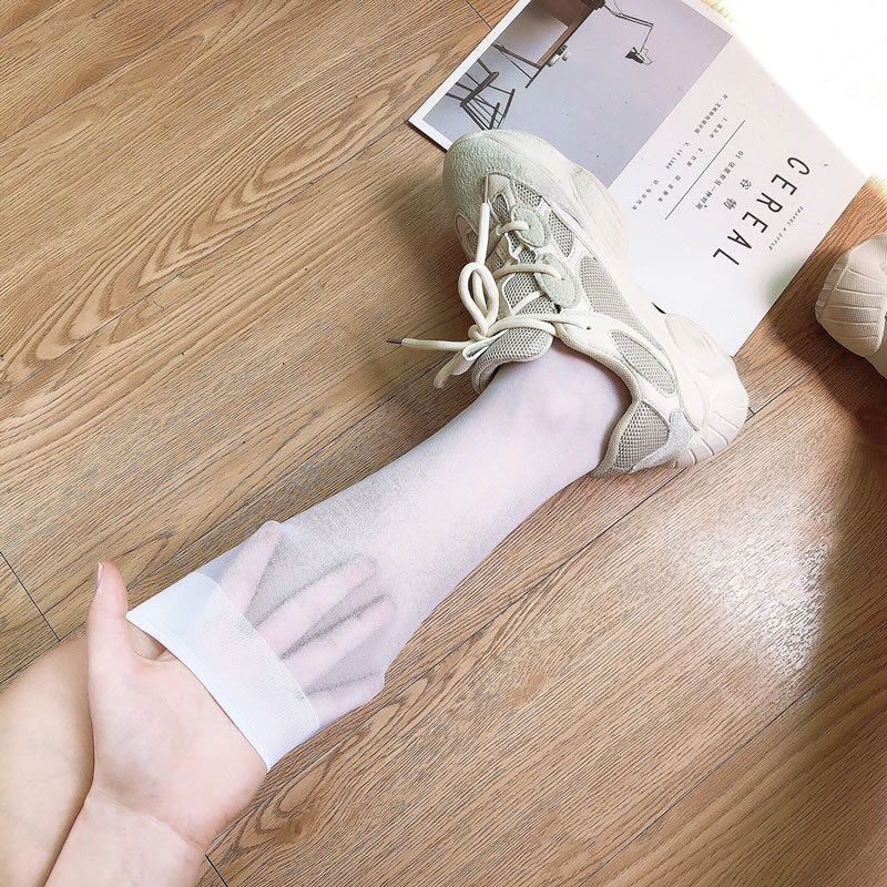 15D中筒日系JK风窄口半截小腿袜-白色  P-7330W