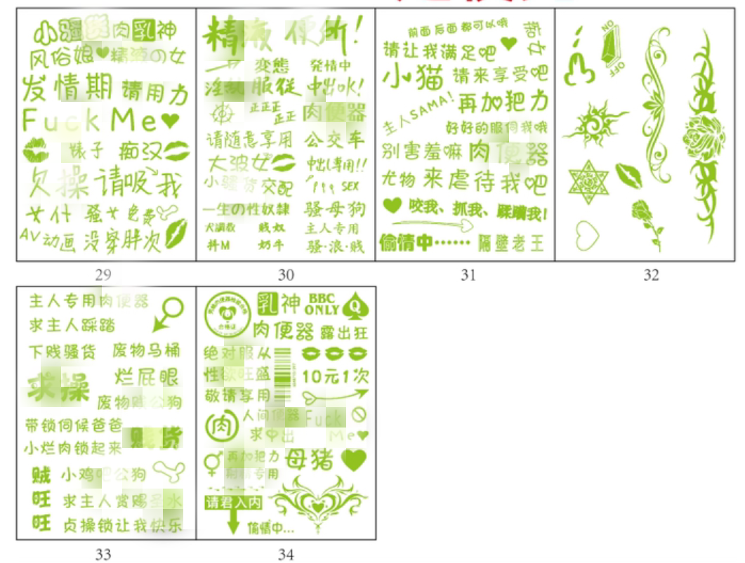 SM中文污字调情纹身贴纸(多款可选)