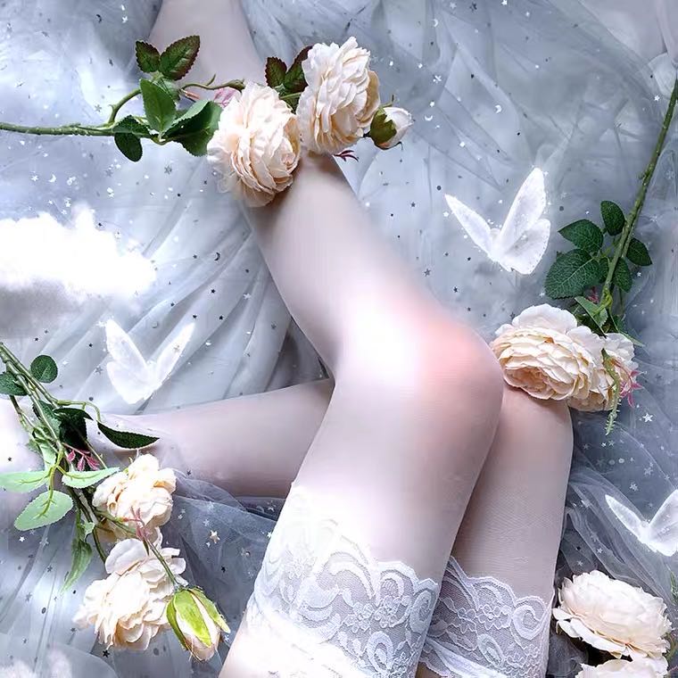 白色蕾丝花边性感透视超薄透肉丝袜 MP-4WHI