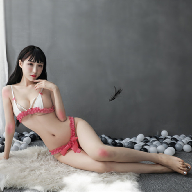 性感比基尼珍珠文胸+格子内裤三点式C1331