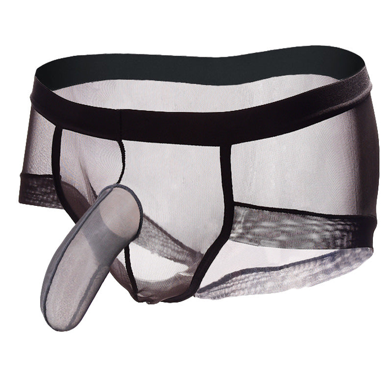 [25.12.09新品] 男士专用黑色透明大象JJ枪弹分离前端闭口性感情趣三角裤J4022