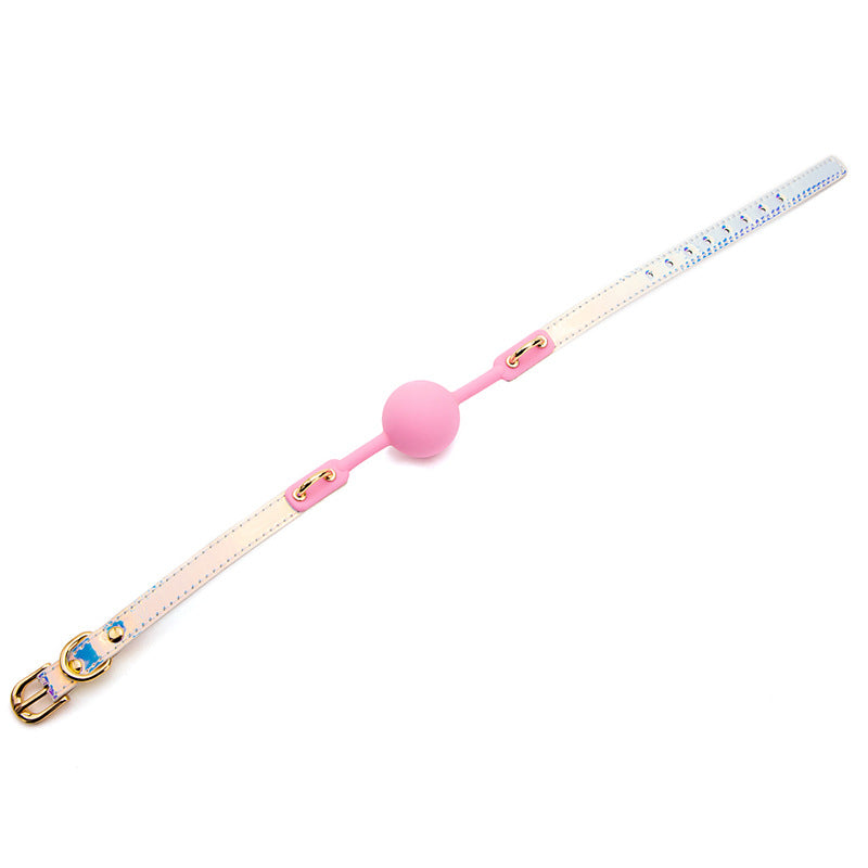 [23.11.23新品] SM情趣镭射反光软胶口球粉色硅胶口球