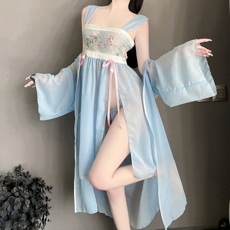 [25.06.22新品]花瓣刺绣吊带裸背春光侧漏纯欲调情古风汉服套装 Y2611