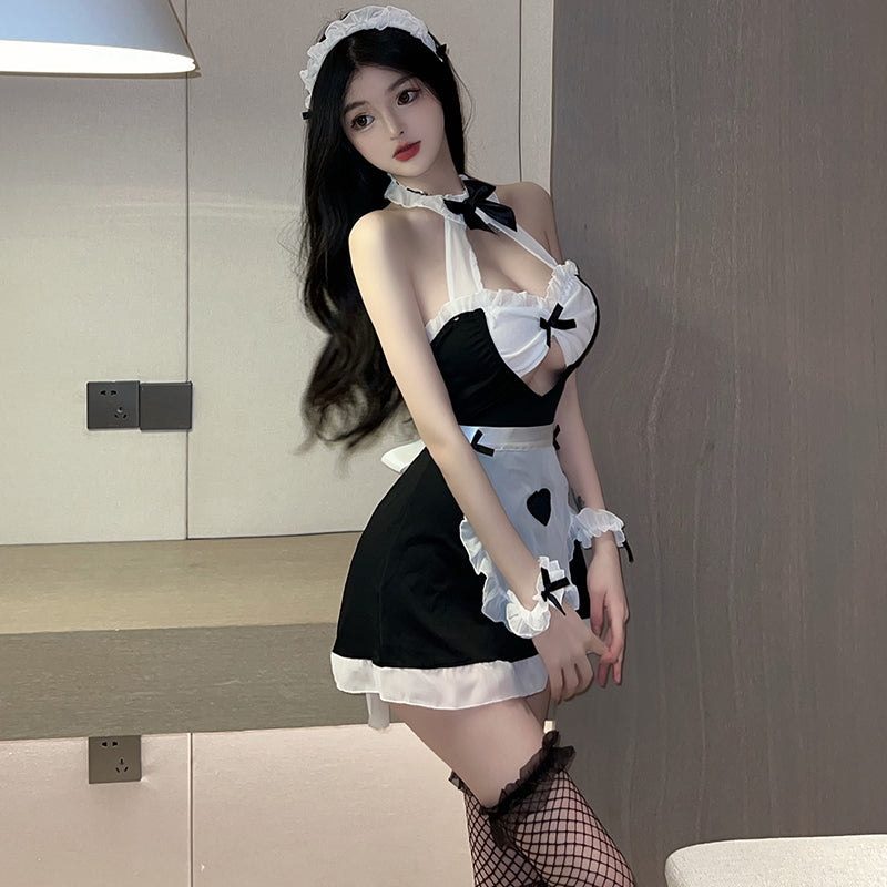 [25.08.01新品] 浪漫弥漫爱心甜美性感女仆制服套装（黑/粉/红）Y2673