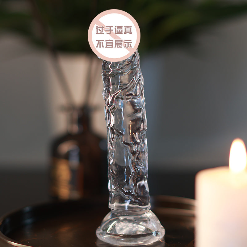 [26.01.18新品] 整根深入饱满厚实柔软晶莹强力吸盘透明无蛋仿真阳具（小号/中号）