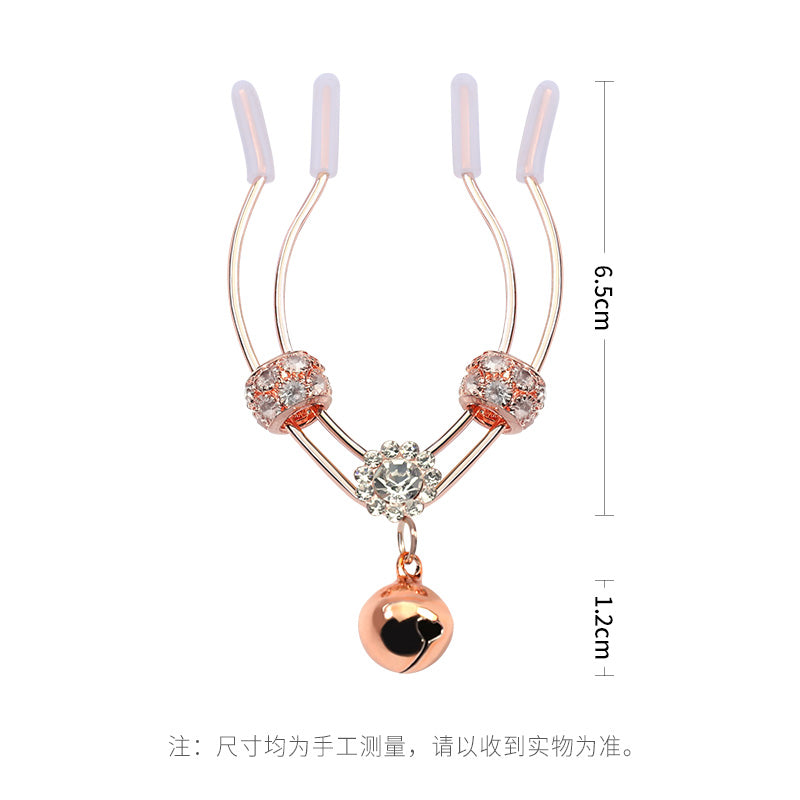 [26.08.17新品] SM情趣调情硅胶包裹轻夹分穴铃铛摇曳玫瑰金唇瓣阴夹
