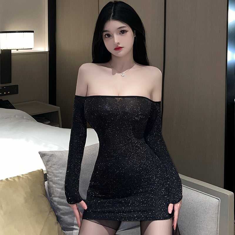 [26.06.03新品] 性感火辣夜店女王闪钻百变领口露背修身包臀裙 FL335