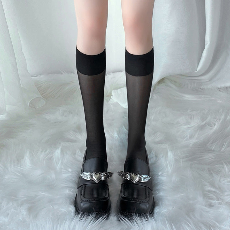 [25.12.23新品] 甜美学妹丝滑细腻黑色百搭中筒袜 F7230
