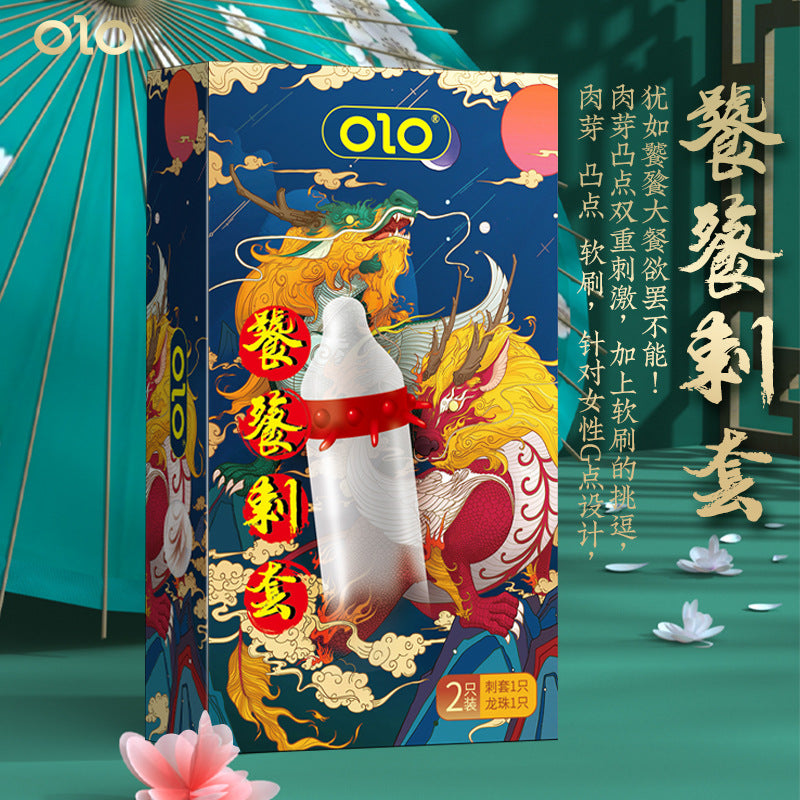 [25.09.20新品] OLO柔软顶部持续刺激上古神兽刺套+龙珠延长避孕套