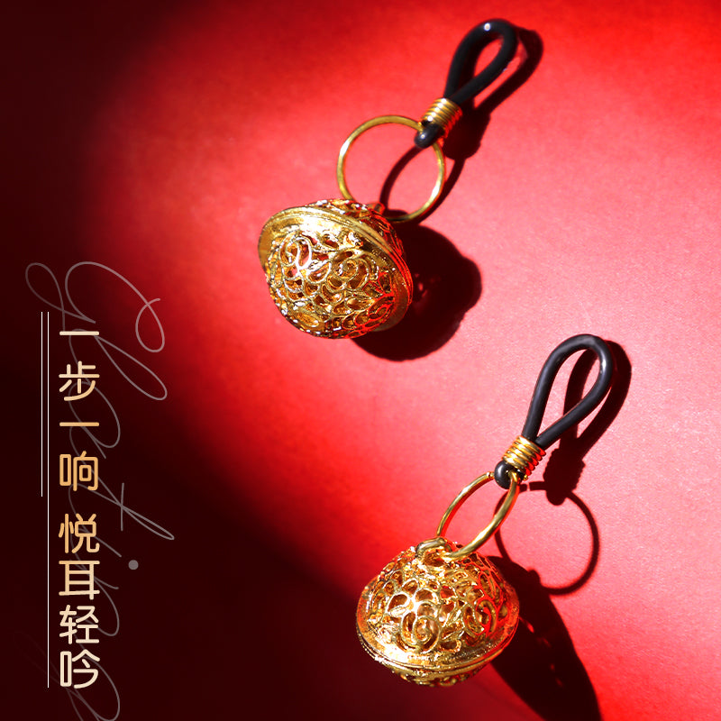 [26.09.18新品] 弹力皮筋痛感降低酥麻胀痒外出携带金色宫铃乳夹