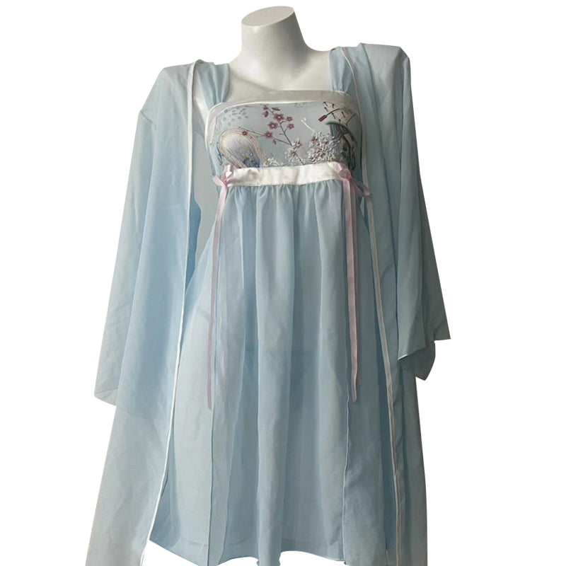 [25.06.22新品]花瓣刺绣吊带裸背春光侧漏纯欲调情古风汉服套装 Y2611