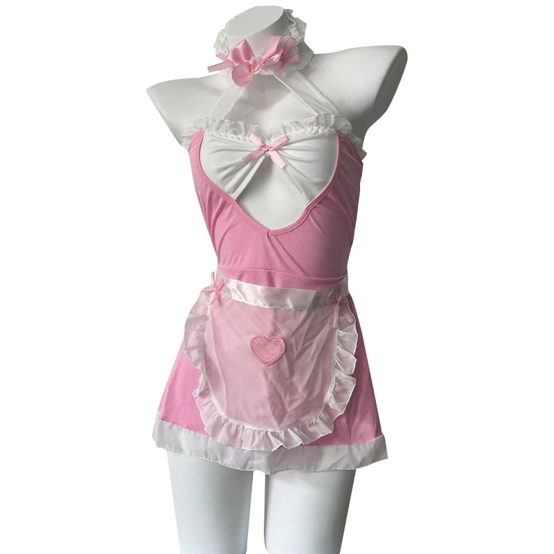 [25.08.01新品] 浪漫弥漫爱心甜美性感女仆制服套装（黑/粉/红）Y2673
