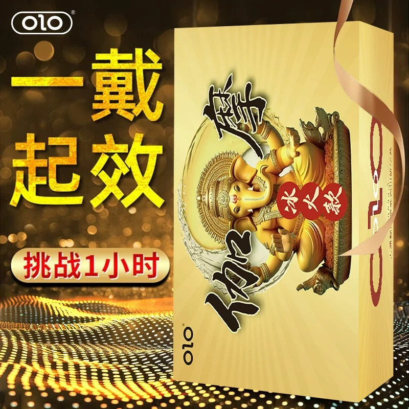 [26.09.16新品] OLO伽摩冰火金色款滋养持久劲战冰火两重天延时安全套10只装