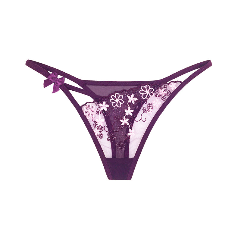 花朵透明轻奢蕾丝刺绣内裤Z2208（紫/蓝/黑/红）
