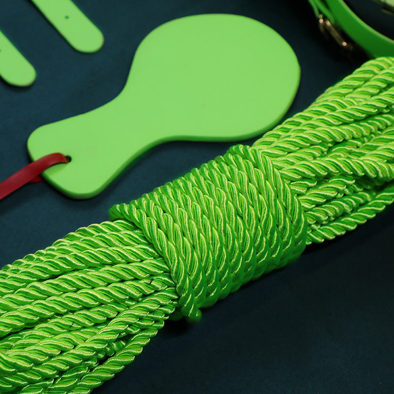 绿色荧光超沉浸式体验SM捆绑束缚皮革8件套